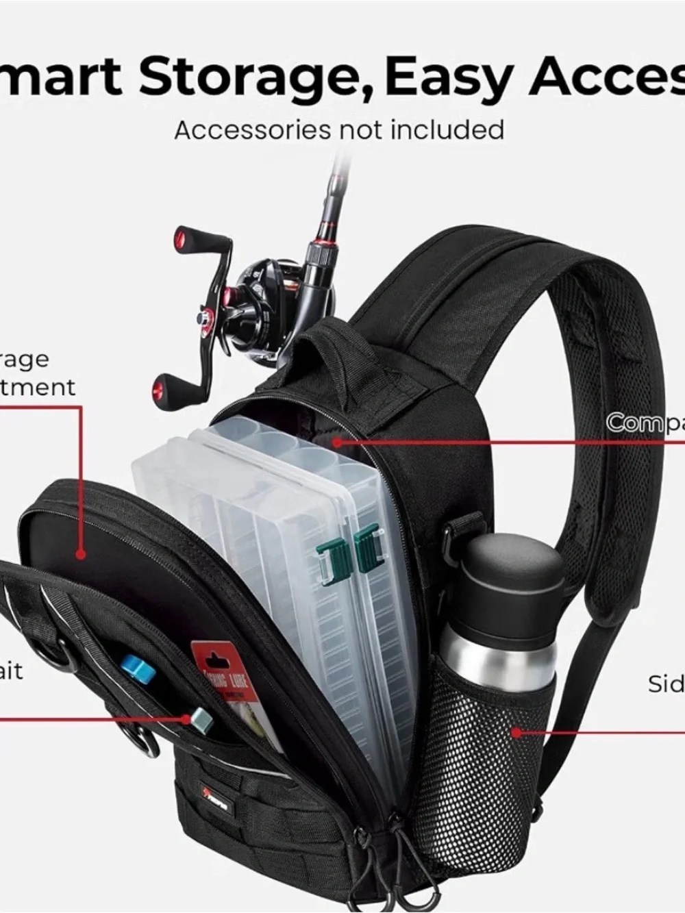 Black Tactical Fishing Sling Bag